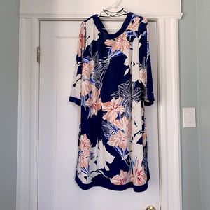 Tropical print Navy Dress